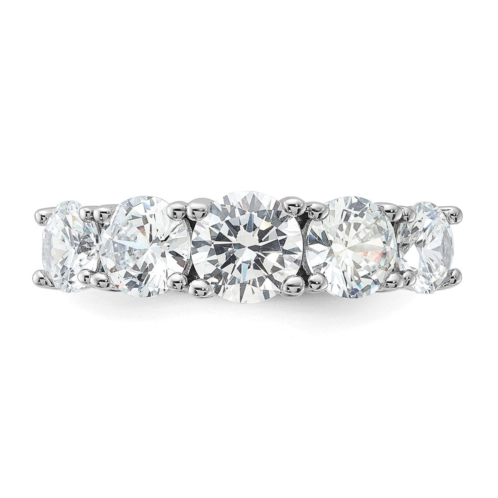 Sterling Silver Rhodium-plated CZ 5-Stone Ring - Product Photo