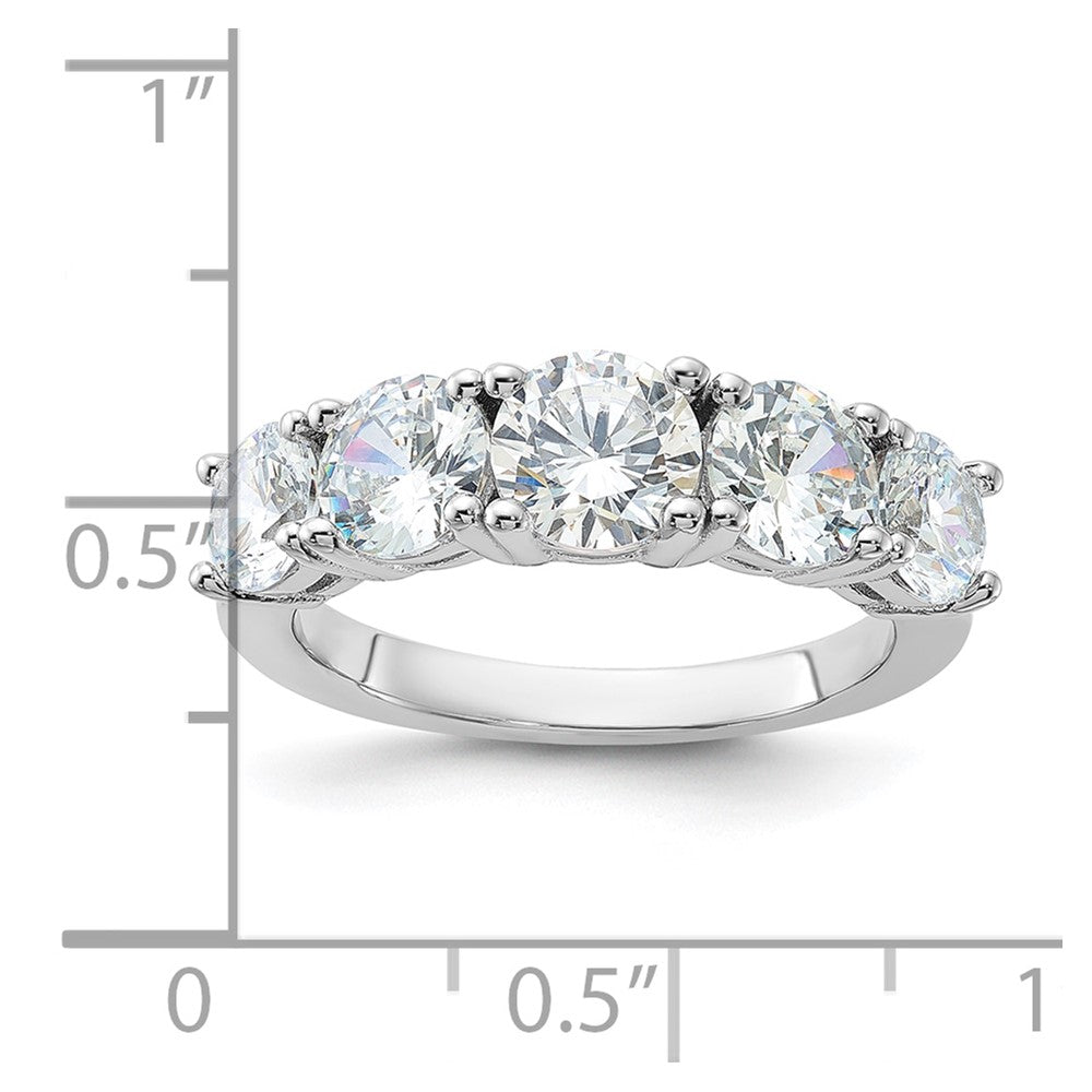 Sterling Silver Rhodium-plated CZ 5-Stone Ring - Product Photo
