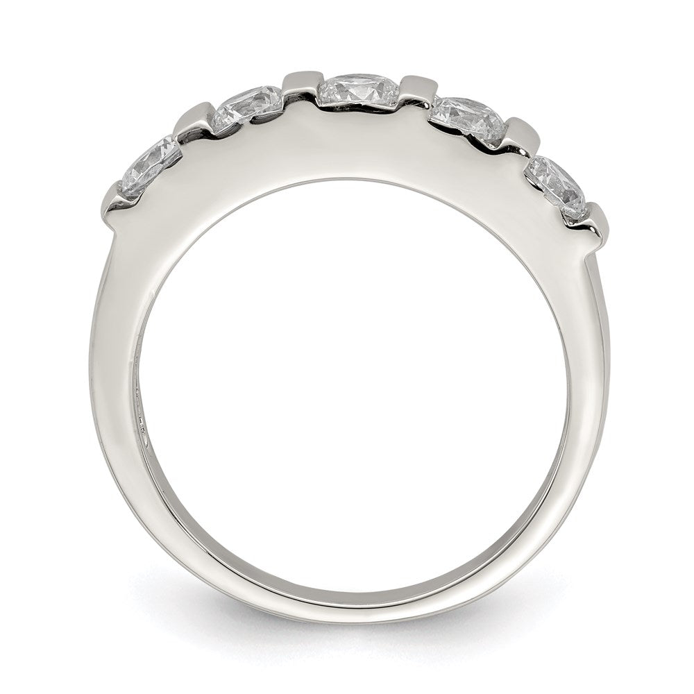 Sterling Silver Rhodium-plated CZ 5-Stone Ring - Product Photo