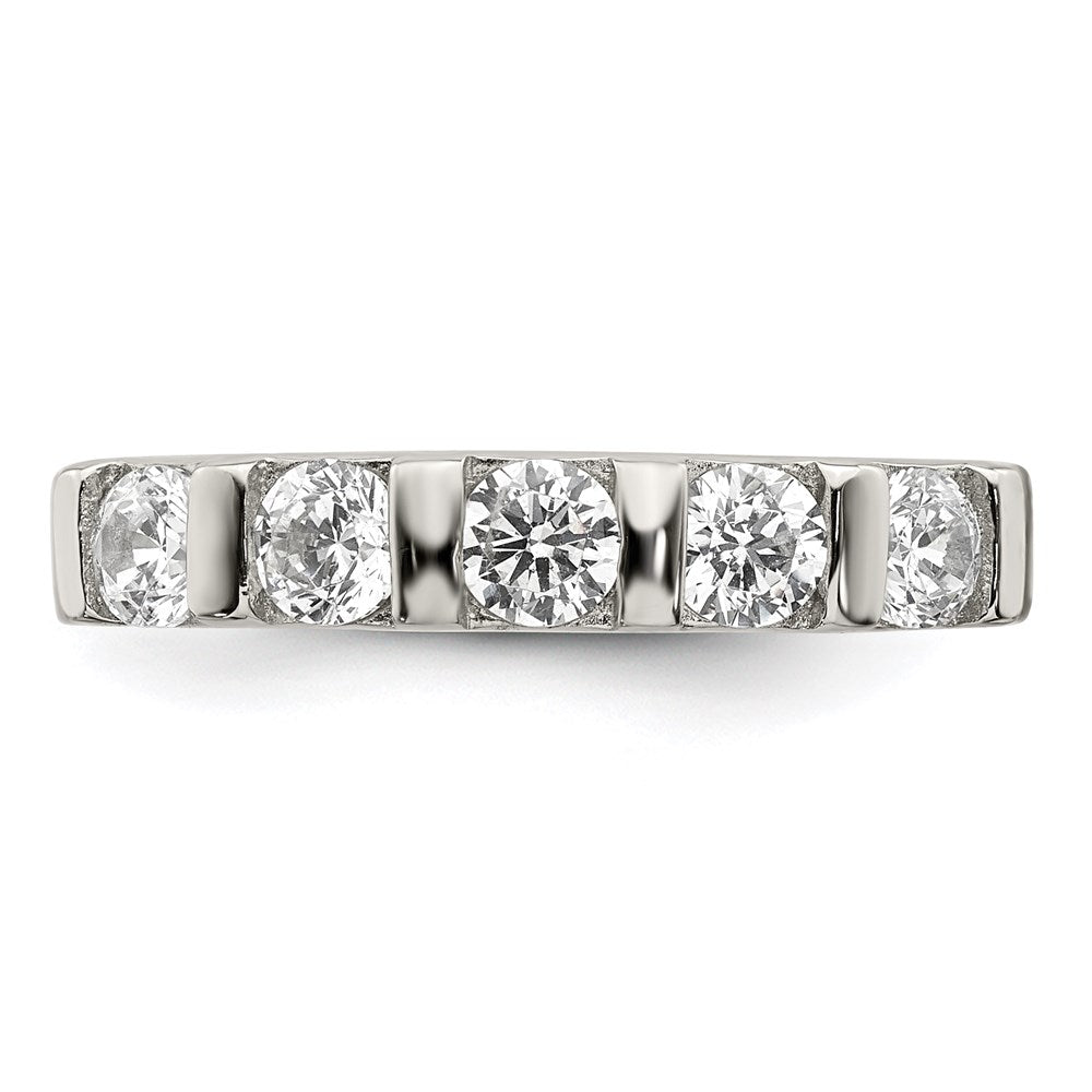 Sterling Silver Rhodium-plated CZ 5-Stone Ring - Product Photo