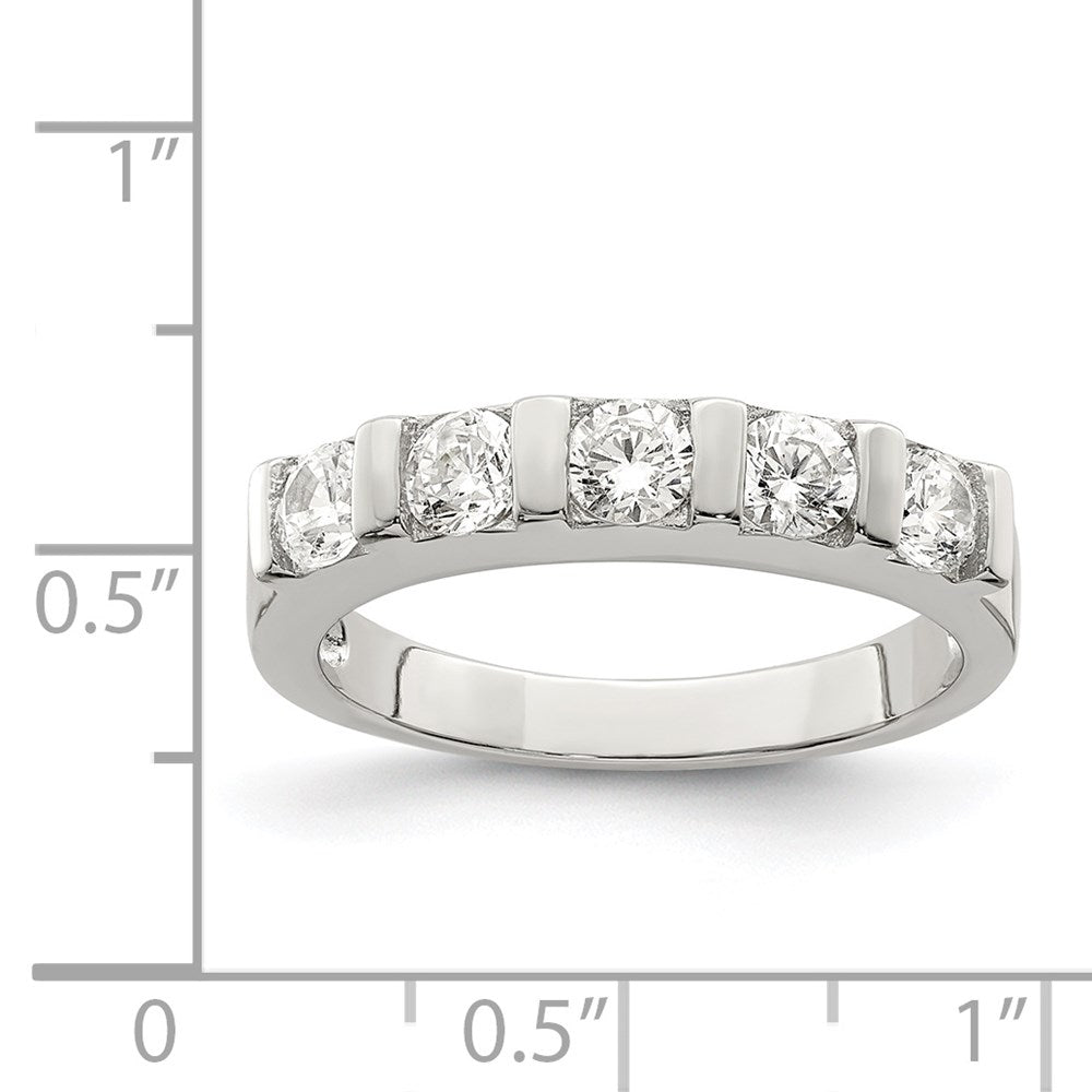Sterling Silver Rhodium-plated CZ 5-Stone Ring - Product Photo