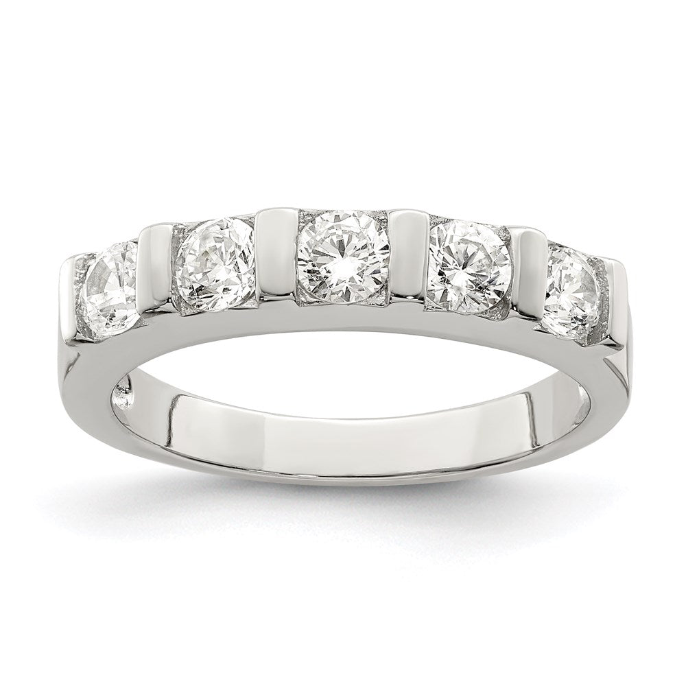Sterling Silver Rhodium-plated CZ 5-Stone Ring - Product Photo