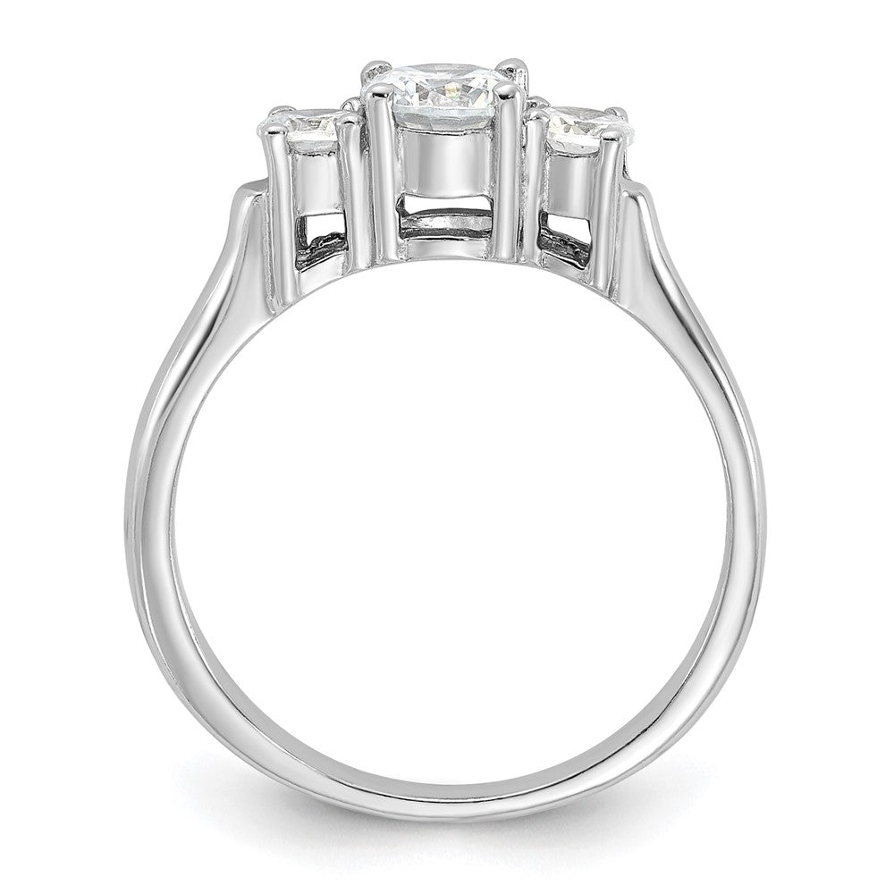 Sterling Silver Rhodium-plated Three CZ Ring - Product Photo
