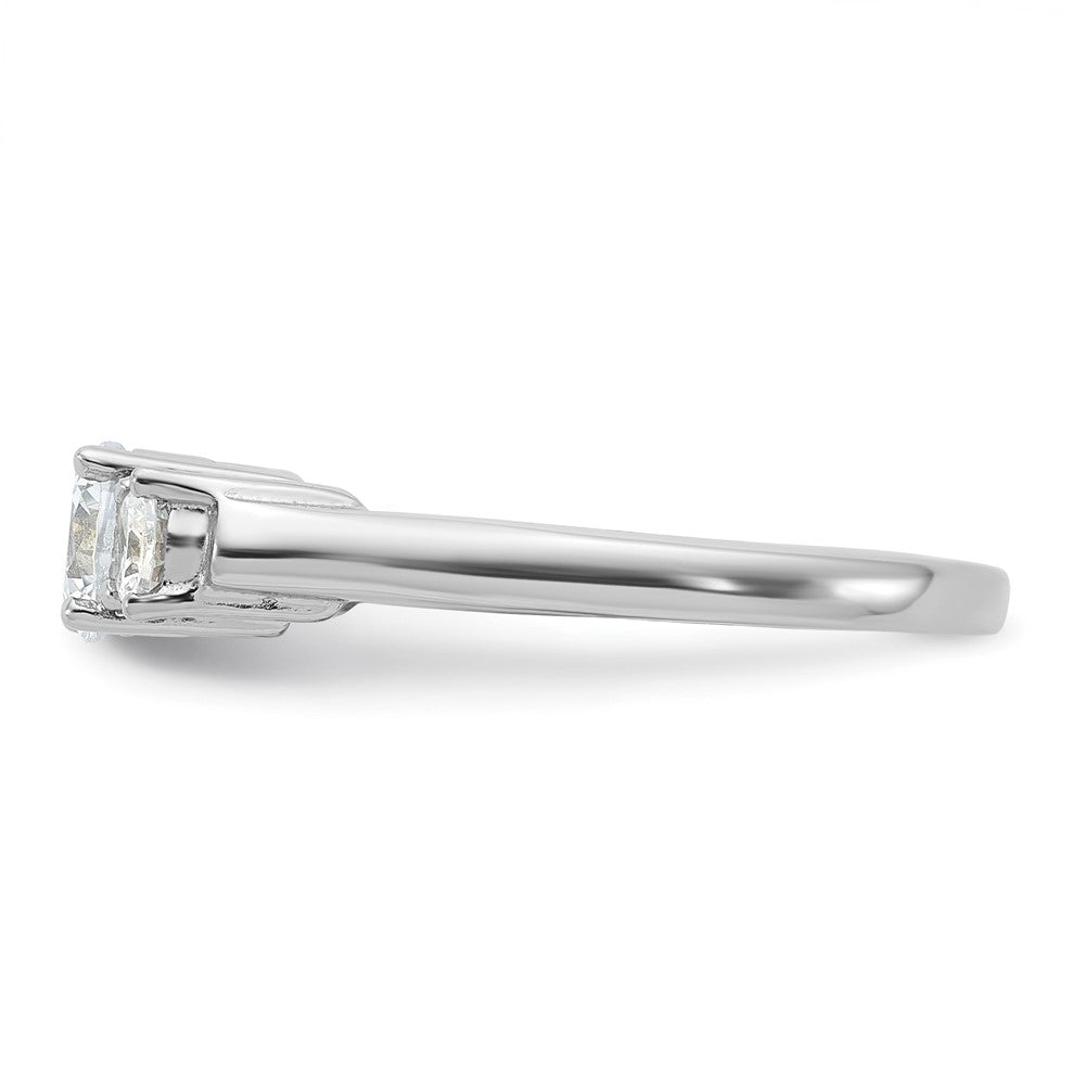 Sterling Silver Rhodium-plated Three CZ Ring - Product Photo