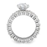 Sterling Silver Rhodium-plated CZ 2 Piece Wedding Set Ring - Product Photo