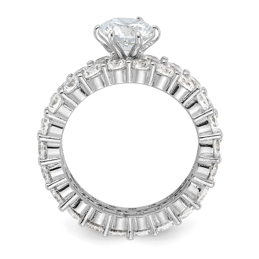 Sterling Silver Rhodium-plated CZ 2 Piece Wedding Set Ring - Product Photo