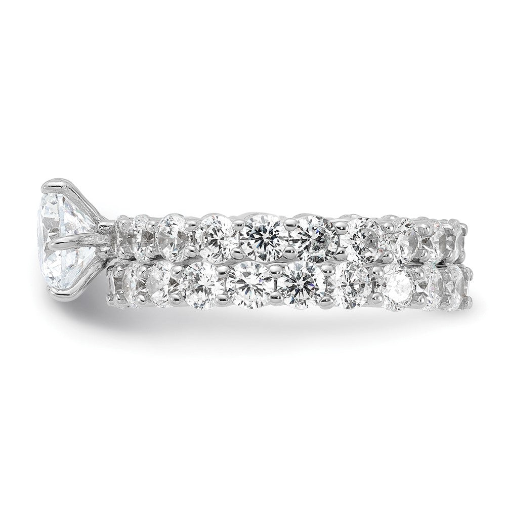 Sterling Silver Rhodium-plated CZ 2 Piece Wedding Set Ring - Product Photo