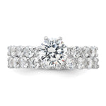 Sterling Silver Rhodium-plated CZ 2 Piece Wedding Set Ring - Product Photo