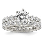 Sterling Silver Rhodium-plated CZ 2 Piece Wedding Set Ring - Product Photo