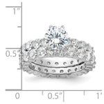 Sterling Silver Rhodium-plated CZ 2 Piece Wedding Set Ring - Product Photo