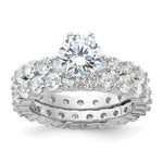 Sterling Silver Rhodium-plated CZ 2 Piece Wedding Set Ring - Product Photo