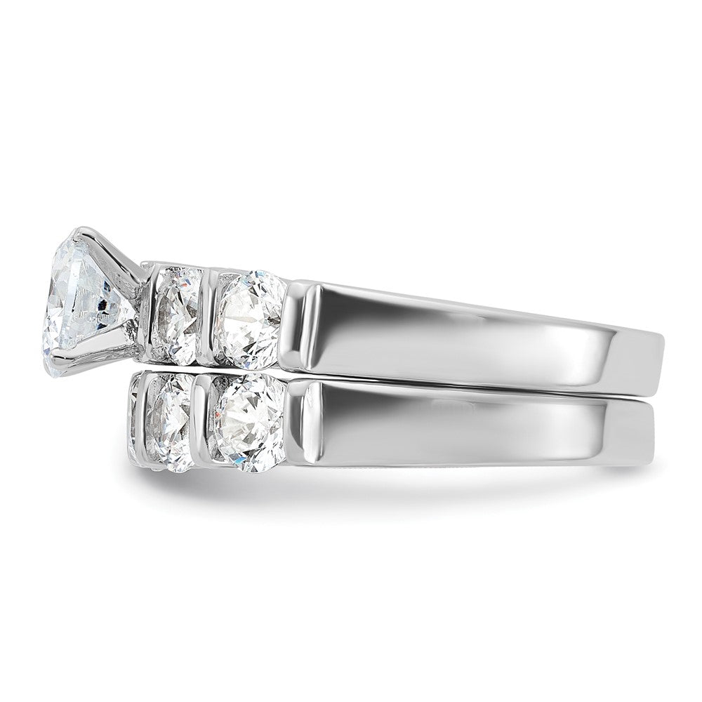 Sterling Silver Rhodium-plated 2-Piece CZ Wedding Set Ring - Product Photo