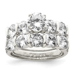 Sterling Silver Rhodium-plated 2-Piece CZ Wedding Set Ring - Product Photo
