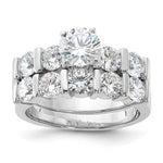 Sterling Silver Rhodium-plated 2-Piece CZ Wedding Set Ring - Product Photo