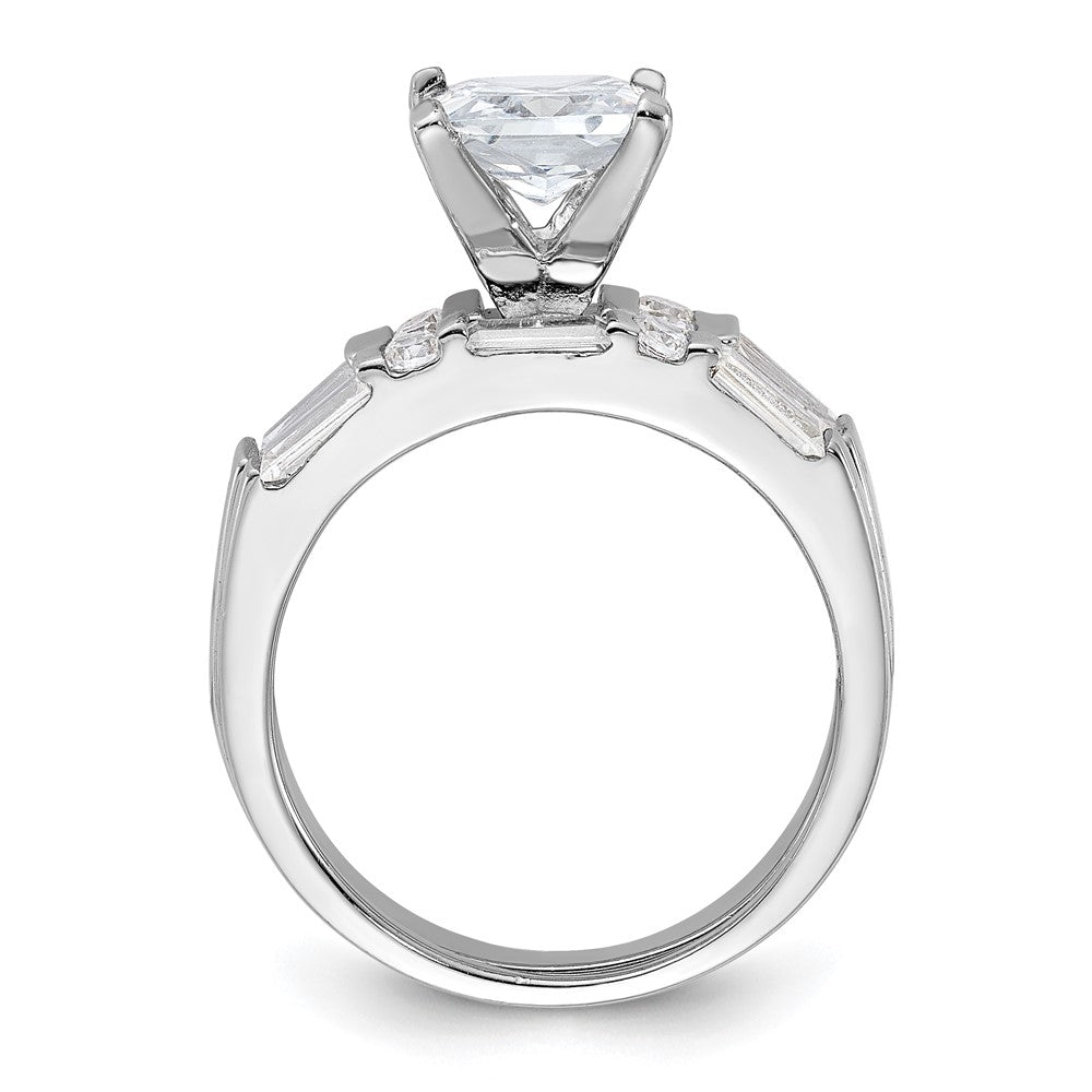 Sterling Silver Rhodium-plated CZ 2 Piece Wedding Ring Set - Product Photo