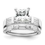 Sterling Silver Rhodium-plated CZ 2 Piece Wedding Ring Set - Product Photo