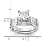 Sterling Silver Rhodium-plated CZ 2 Piece Wedding Ring Set - Product Photo