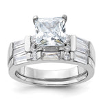 Sterling Silver Rhodium-plated CZ 2 Piece Wedding Ring Set - Product Photo