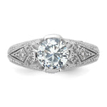 Sterling Silver Rhodium-plated CZ Antique Style Ring - Product Photo
