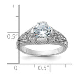 Sterling Silver Rhodium-plated CZ Antique Style Ring - Product Photo