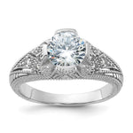 Sterling Silver Rhodium-plated CZ Antique Style Ring - Product Photo