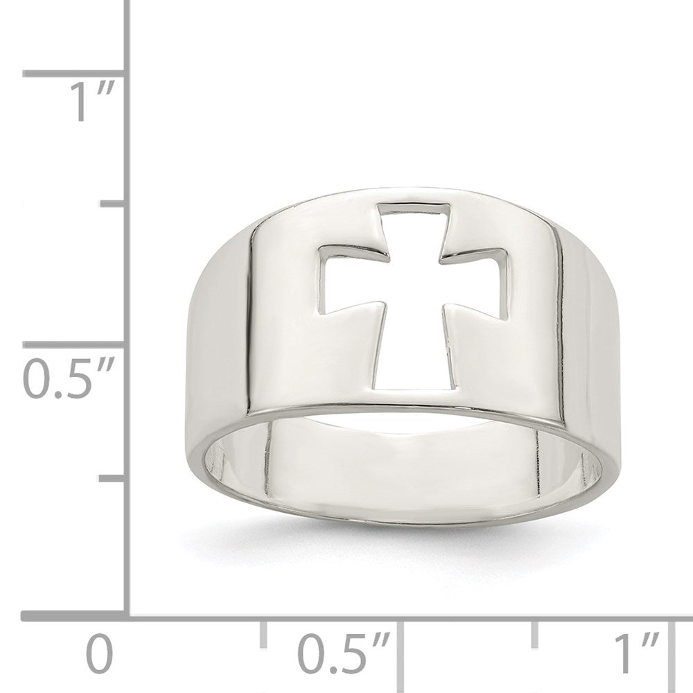 Sterling Silver Cross Cutout Ring - Product Photo