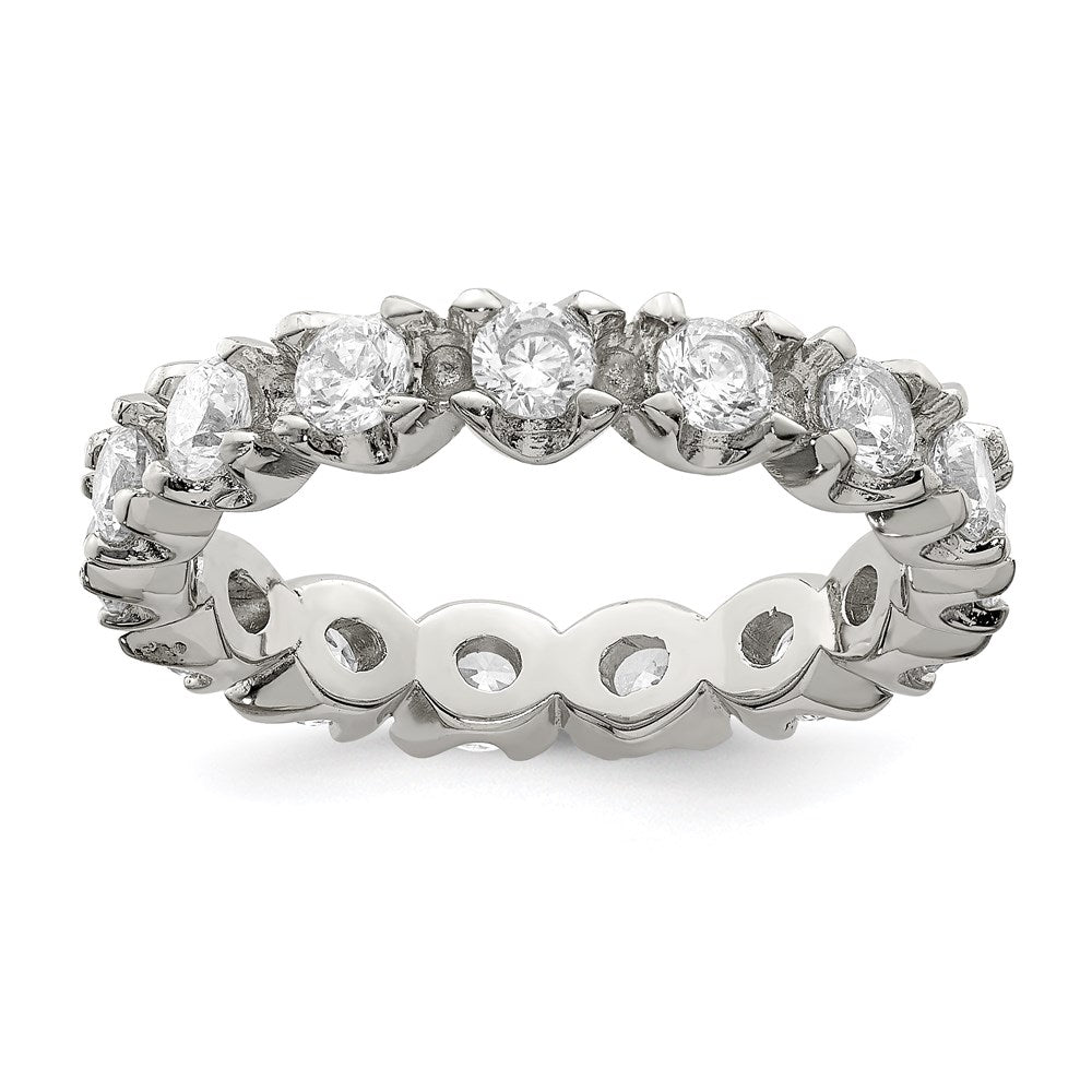 Sterling Silver Rhodium-plated CZ Eternity Ring - Product Photo