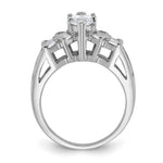 Sterling Silver Rhodium-plated Marquise Shape Center CZ Ring - Product Photo