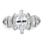 Sterling Silver Rhodium-plated Marquise Shape Center CZ Ring - Product Photo