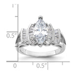 Sterling Silver Rhodium-plated Marquise Shape Center CZ Ring - Product Photo