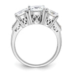 Sterling Silver Rhodium-plated 3 Stone CZ Ring - Product Photo