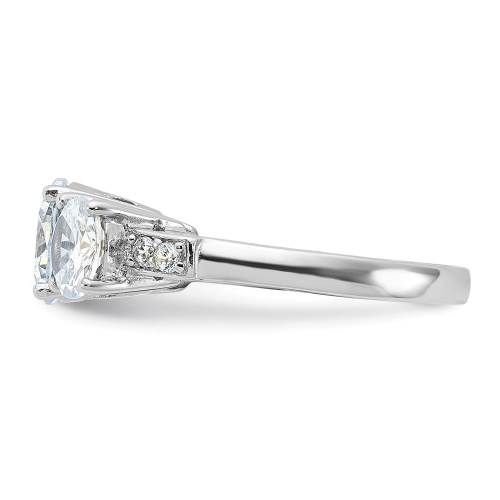 Sterling Silver Rhodium-plated 3 Stone CZ Ring - Product Photo