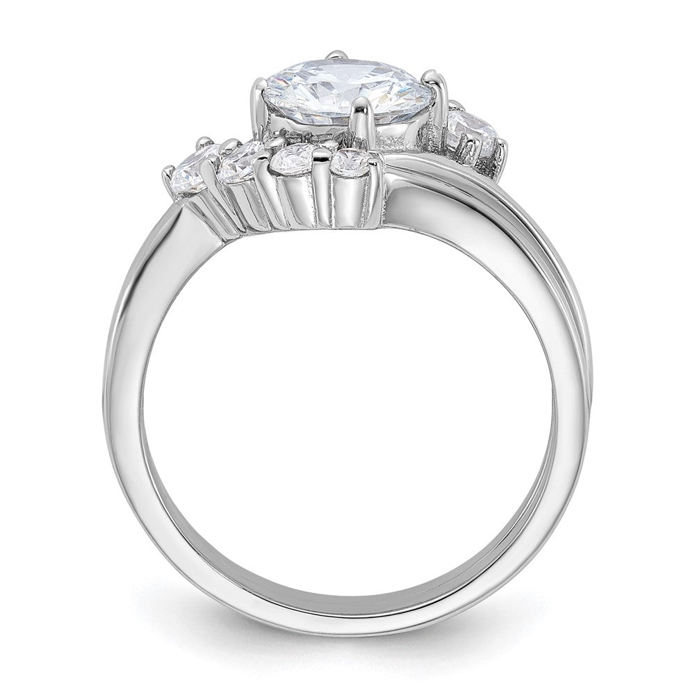 Sterling Silver Rhodium-plated 2-piece CZ Wedding Ring Set - Product Photo