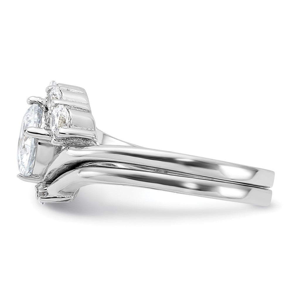 Sterling Silver Rhodium-plated 2-piece CZ Wedding Ring Set - Product Photo