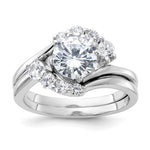 Sterling Silver Rhodium-plated 2-piece CZ Wedding Ring Set - Product Photo