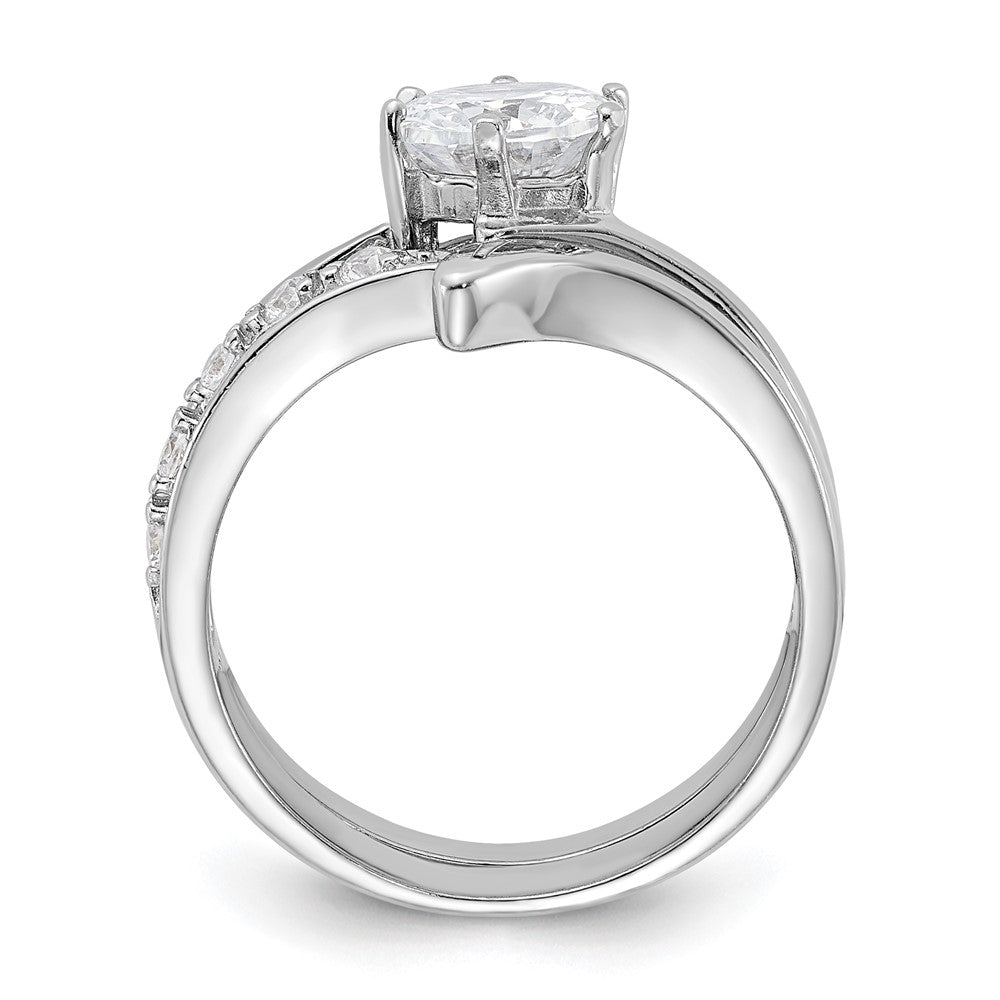 Sterling Silver Rhodium-plated 2-piece CZ Wedding Ring Set - Product Photo