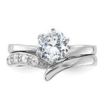 Sterling Silver Rhodium-plated 2-piece CZ Wedding Ring Set - Product Photo