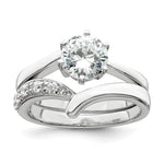 Sterling Silver Rhodium-plated 2-piece CZ Wedding Ring Set - Product Photo