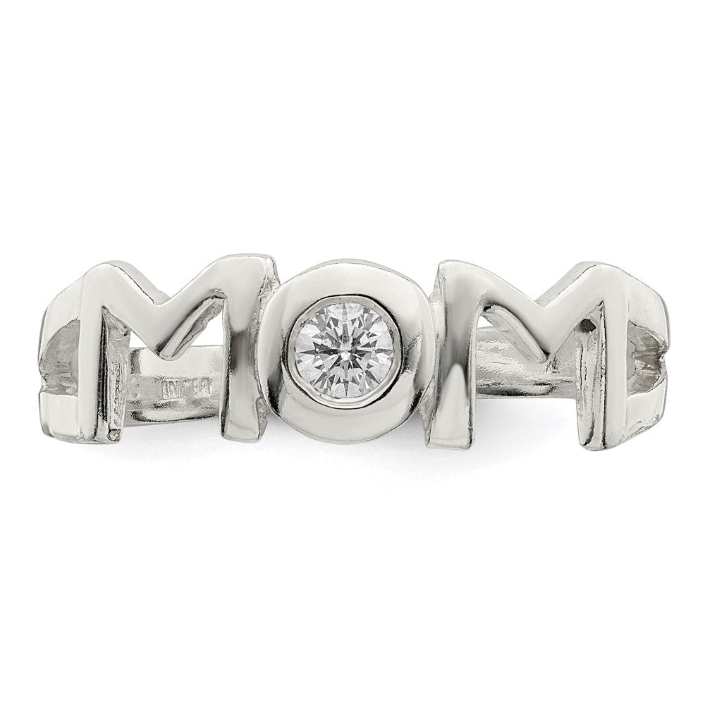 Sterling Silver & CZ Polished Mom Ring - Product Photo