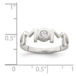 Sterling Silver & CZ Polished Mom Ring - Product Photo