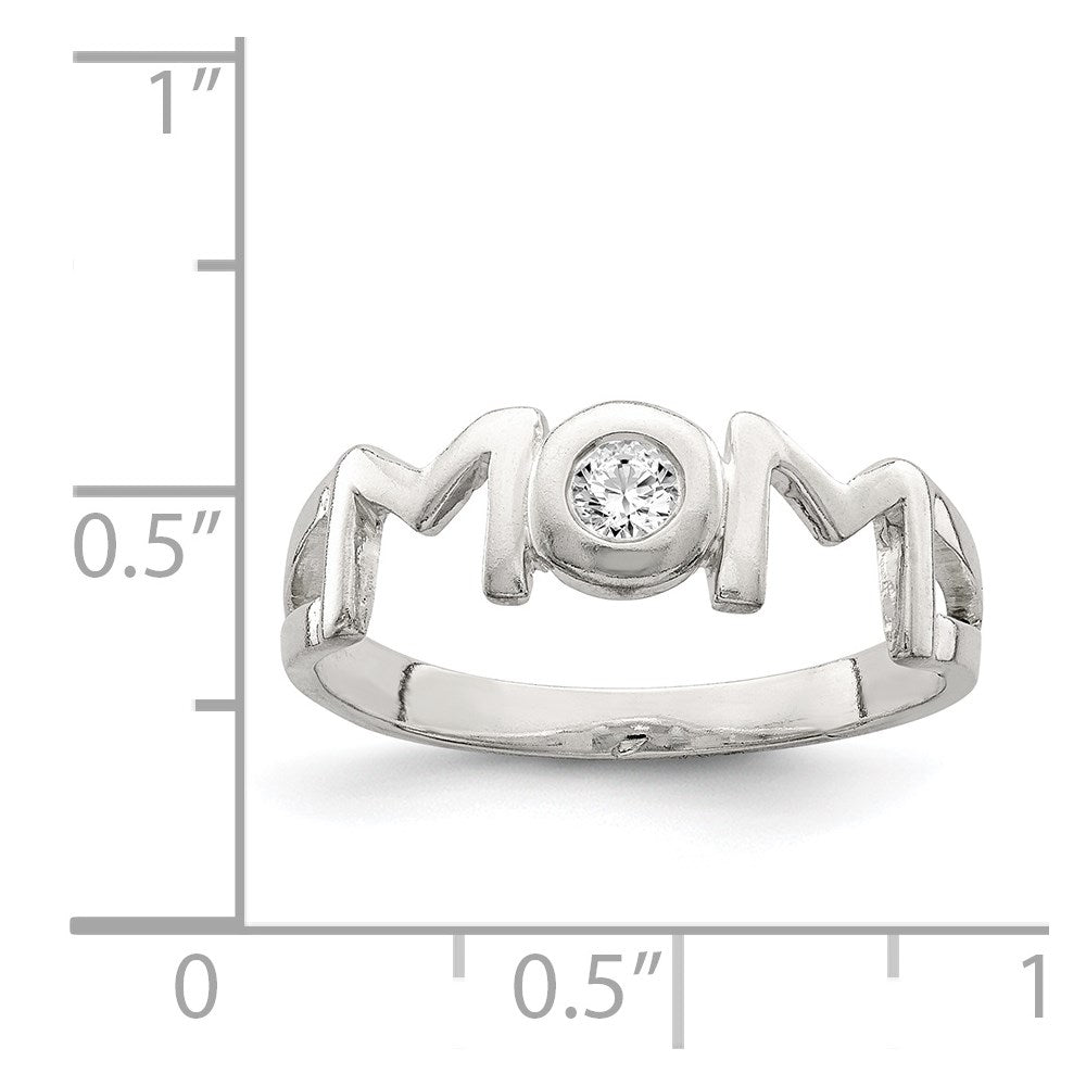 Sterling Silver & CZ Polished Mom Ring - Product Photo