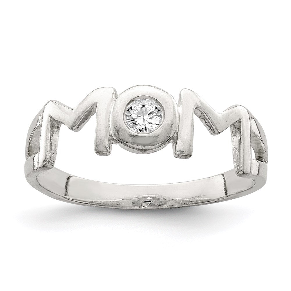 Sterling Silver & CZ Polished Mom Ring - Product Photo