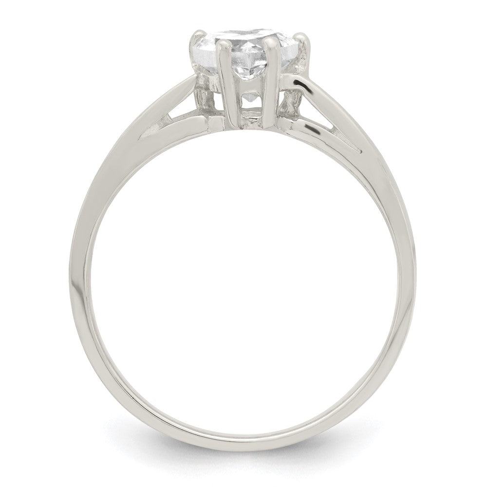 Sterling Silver Solitaire Heart CZ Ring - Product Photo