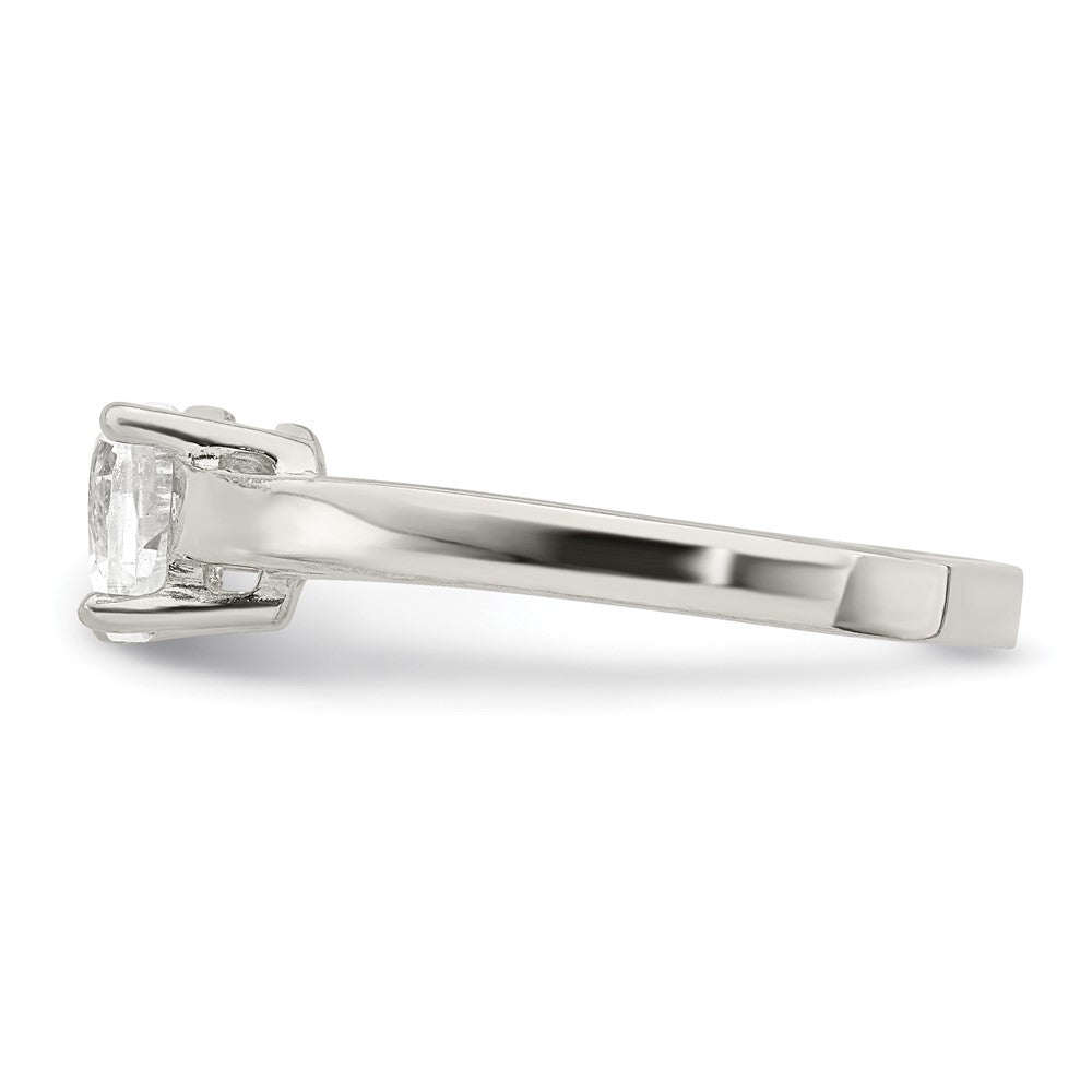 Sterling Silver Solitaire Heart CZ Ring - Product Photo