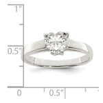 Sterling Silver Solitaire Heart CZ Ring - Product Photo