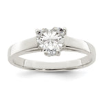 Sterling Silver Solitaire Heart CZ Ring - Product Photo