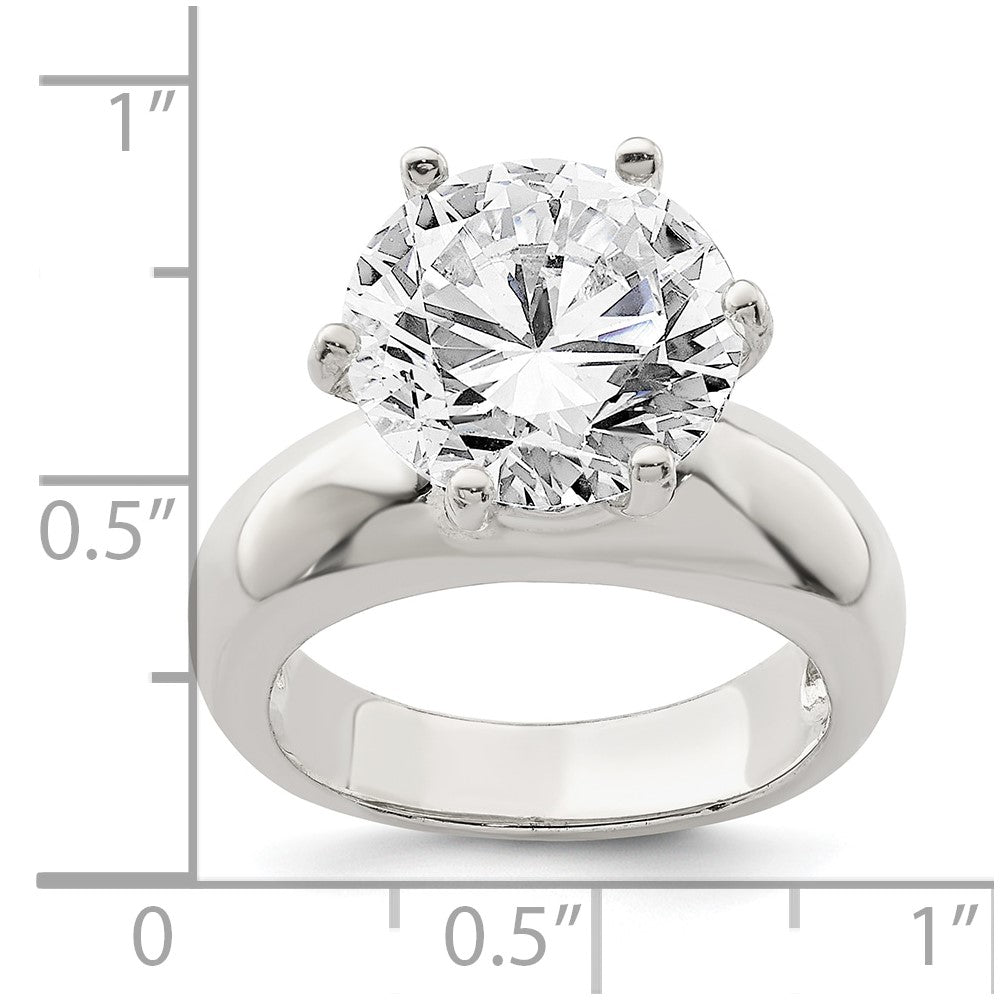 Sterling Silver Solitaire Round CZ Ring - Product Photo