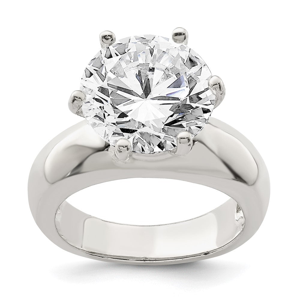 Sterling Silver Solitaire Round CZ Ring - Product Photo