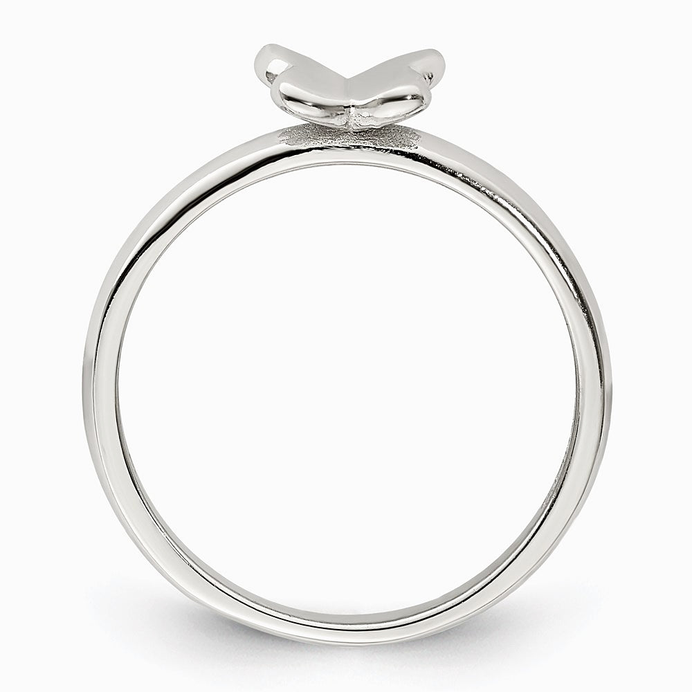 Sterling Silver Rhodium-plated Polished Butterfly Children's Ring - Product Photo