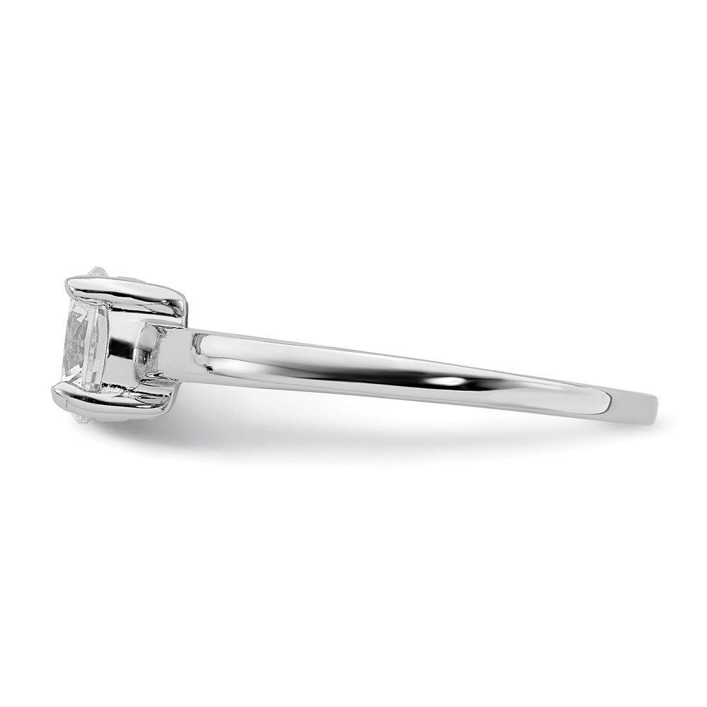Sterling Silver Rhodium-plated Solitaire Round CZ Ring - Product Photo